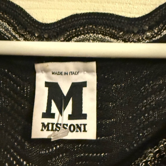 M MISSONI Black Chevron Wool Knit Scallop Gold Lurex Dress 6 - Picture 4 of 5